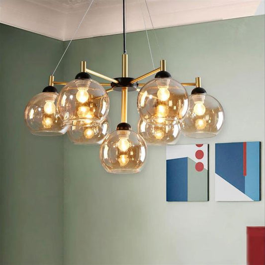 Lustră LED cu 7 abajururi, design modern