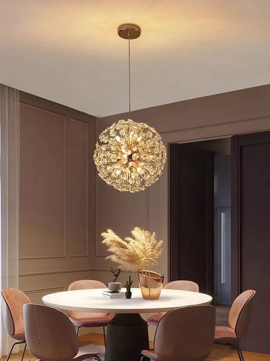 Lustră LED Elegantă Auriu DM3350/500 – Cristale Strălucitoare pentru Iluminare Luxoasă în Camerele de Zi