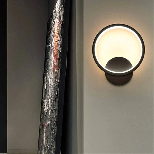 Aplică LED de perete, design circular modern, DM28, Negru