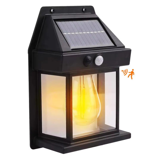 Aplica Exterior Cu Panou Solar Si Senzor Miscare, Model 686033, IP65, Lumina Calda, Negru