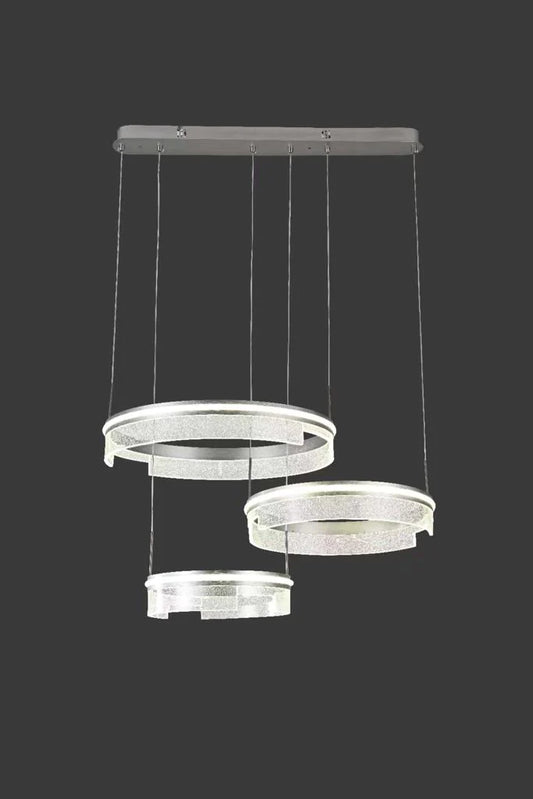 Lustră Suspendată LED cu Trei Inele, Stil Minimalist, Gri, DM23011/3 – Perfecțiune Modernă pentru Livinguri și Birouri"