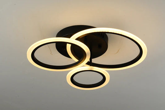 Lustră LED Modernă Circulară Negru DM001-3 – Design Elegant Și Funcționalitate Versatilă, Ideală Pentru Living Contemporan