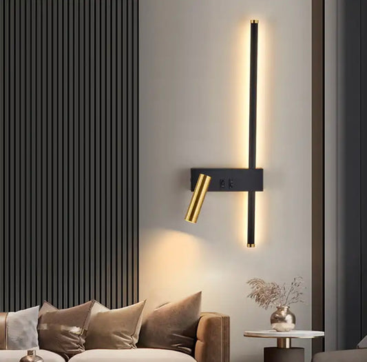 Aplică LED Modernă, Design Contemporan cu Detalii Aurii, DM781, Negru – Soluție de Iluminat Elegantă pentru Livinguri și Dormitoare