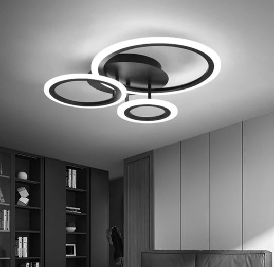 Lustră LED modernă cu design circular, DM001-3, Negru