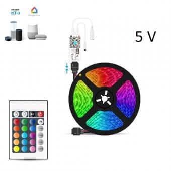 Kit banda LED RGB WiFi smart 5V, spectacol luminos cu comanda vocală