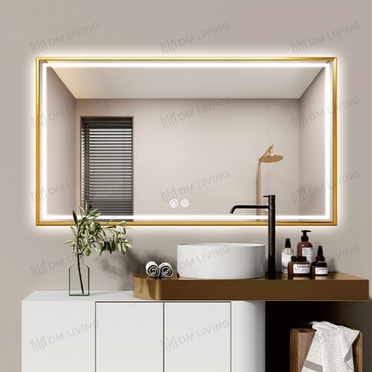 Oglindă LED, 80x60cm, DM033 Auriu