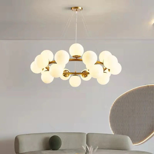 Candelabru Elegant și Modern cu Globuri LED și Accente Aurii, 100cm, Model DM1010-45 – Iluminat Distins pentru Interiorul Tău