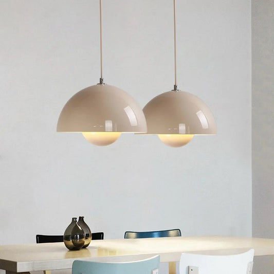 Lampă pendul semisferică, modernă, în stil nordic pe cablu, DM9202/230 E27, Metal Crem