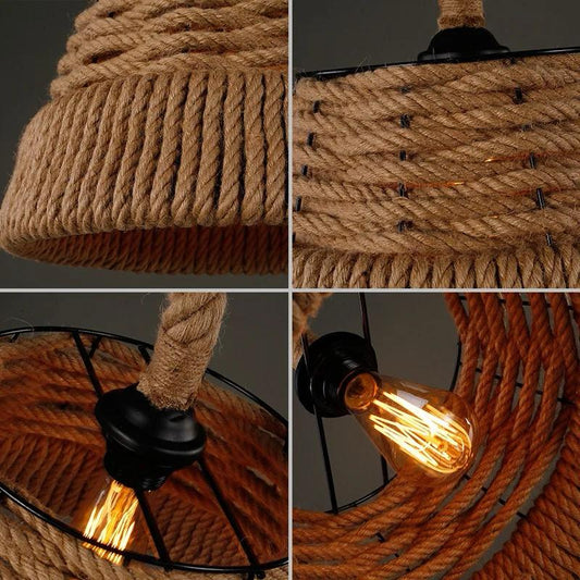 Pendul Suspendat cu Abajur din Material Natural, DM 39 – Design Rafinant și Confortabil pentru Spații Relaxante
