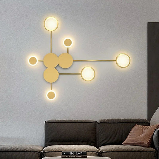 Aplică LED, design geometric cu iluminare neutră, DM2627, Auriu