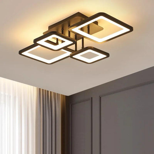 Lustră LED, design geometric cu iluminare difuză, DM K002-4, Maro