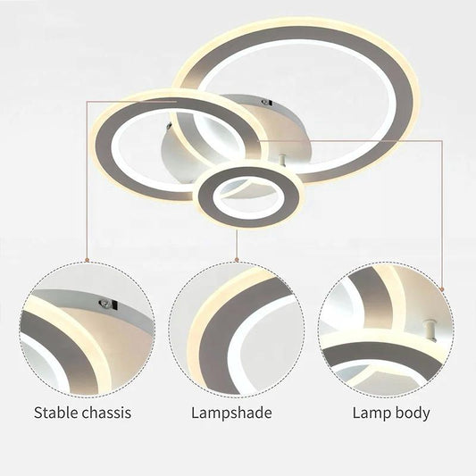 Lustră LED, Design Circular Suprapus, DM978-3C, Alb – Soluție Premium pentru Iluminat în Camere de Zi și Birouri