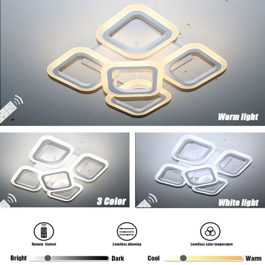 Lustră LED cu Telecomandă, Design Contemporan, G 3374/4+1 – Soluție Elegantă și Funcțională pentru Camere Mari