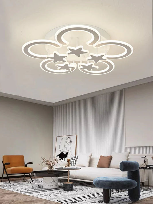 Lustră LED Versatilă cu Control Variabil și Telecomandă, DM255/5+5, Alb – Ideală pentru Interioare Moderne și Flexibile