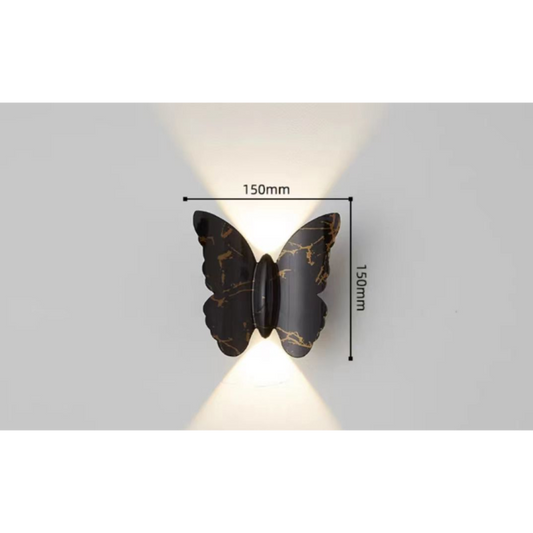 Aplica De Perete In Forma De Fluture Negru 6W Lumina Calda IP65
