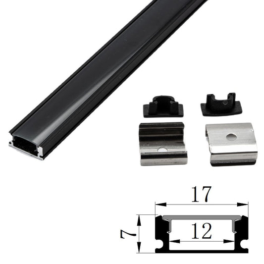 Profil Aluminiu Negru 2m Plat 17x7mm