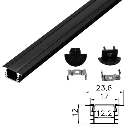 Profil Aluminiu Negru 2m Incastrat 23.6x17mm