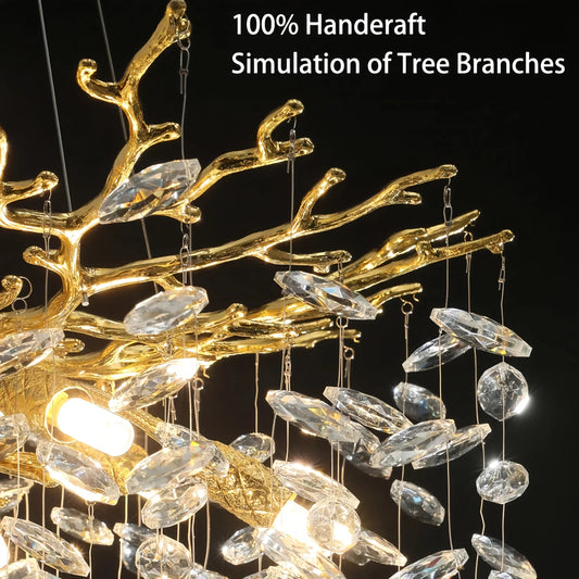 Candelabru Modern LED cu Cristale, Ideal pentru Dining și Living, DM27070/1200 Auriu – Eleganță și iluminare deosebită pentru un decor sofisticat.