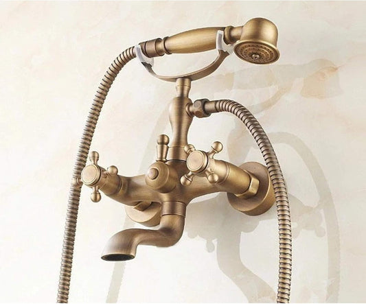 Baterie Duș cu Pară și Furtun Bronz Antichizat – Design sofisticat și confort maxim pentru o experiență de duș premium.