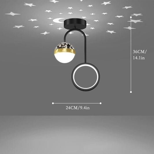Plafonieră LED Elegantă cu Cer Instelat, DM9200 Negru, 30W – 3 Tipuri de Lumină pentru Un Decor Distins