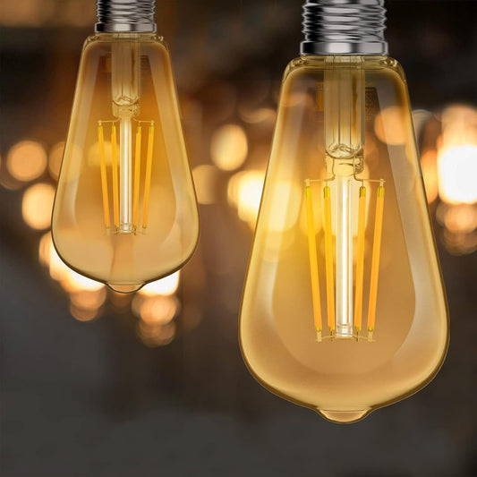 Bec LED Filament Clasic ST64 E27 6.5W 2200K Auriu – Design Retro și Lumină de Calitate Premium pentru Spații Rafinate