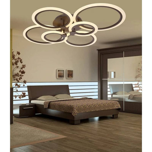 Lustră LED cu control prin telecomandă și design circular, Negru