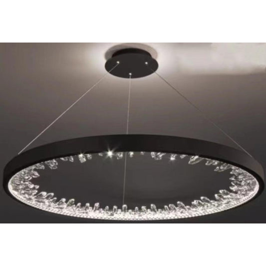 Candelabru LED, design inelar cu cristale luminoase și telecomandă, DM23529/40 Negru