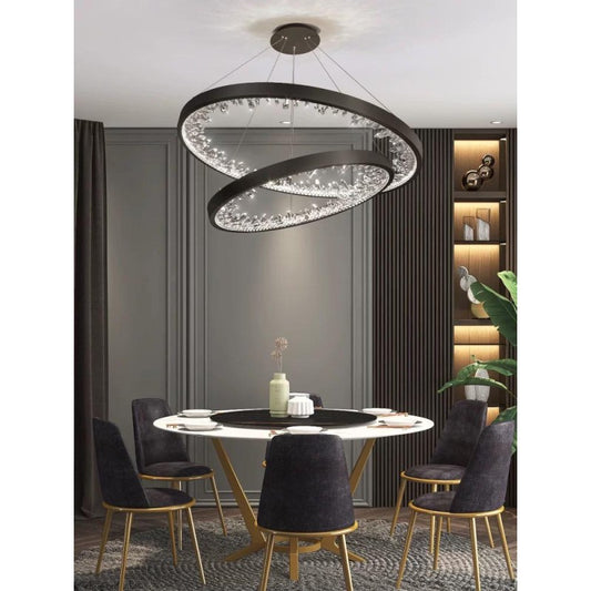 Candelabru inelar LED, eleganță și versatilitate cu cristale decorative DM23529/40+60 Negru