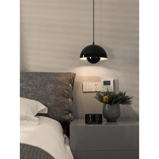 Lampă pendul semisferică, modernă, în stil nordic pe cablu DM9202/230 E27, Metal Negru