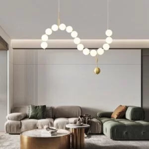 Lustră LED suspendată în stil nordic, cu design inspirat de coliere, ideală pentru sufragerie, bucătărie și living DM788-15 L