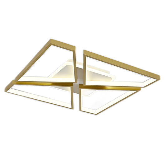 Lustra LED DM9058/S, Cu Telecomanda, 3 Tipuri De Lumina, Intensitate Reglabila, 160W, Auriu