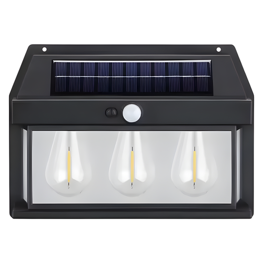 Aplică de Exterior Premium RFAN Neagră, cu Panou Solar și Senzor de Mișcare – Eleganță și Performanță în Iluminatul Exterior, Model 686035, IP65, Lumina Caldă