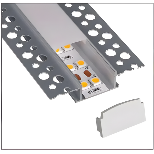 Profil LED Încastrat cu Design Modern – Finisaj Glet, Aluminiu Lat, 2m