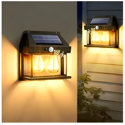 Aplica Exterioară RFAN cu Panou Solar și Senzor de Mișcare, Neagră, IP65 – Design Elegant și Iluminare Caldă, Model 686034