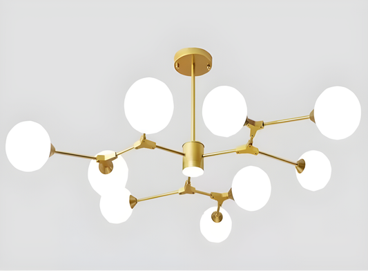 Lustră Exclusivistă, Stil Nordic cu 9 Surse de Iluminare, Auriu/Alb, DM6018/8 – O Piesă Sofisticată pentru Decorul Tău