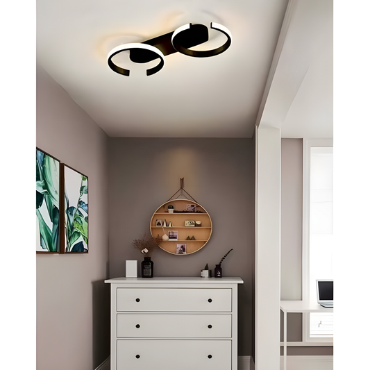 Lustră Premium Neagra DM-G4098/2 BK, 47CM – Telecomandă wifi 2.4G cu 3 Opțiuni de Lumină și Intensitate Ajustabilă