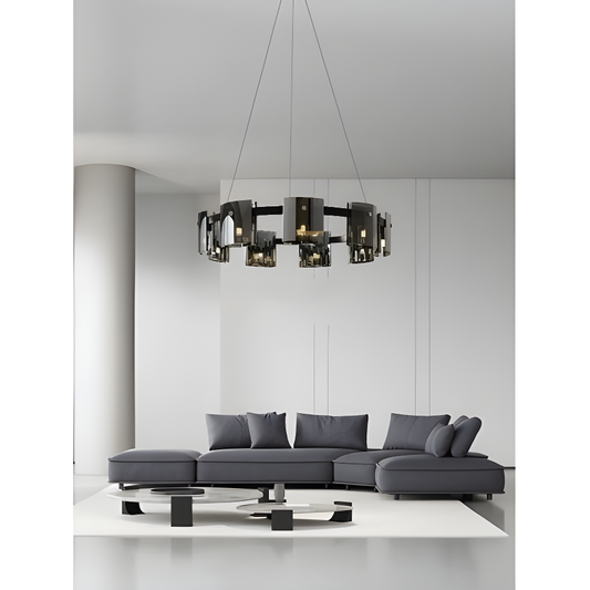 Lustra LED Modernă cu Detalii Metalice, 80cm, Model DM01-6/800C, Negru – Rafinament și Stil în Orice Spațiu