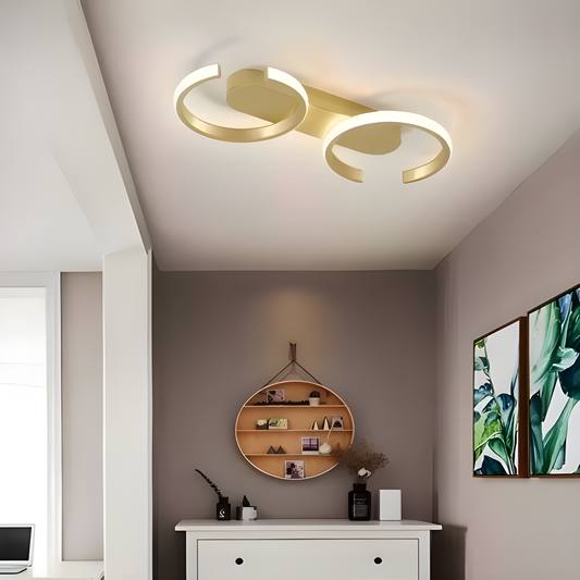Lustră de Lux Aurie DM-G4098/2 GD, 47CM – Telecomandă wifi 2.4G cu 3 Opțiuni de Lumină și Intensitate Ajustabilă